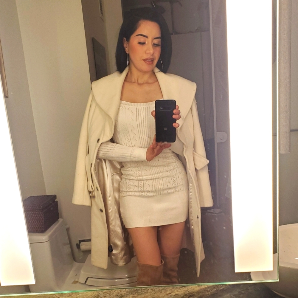 bebe Winter White Sweater Dress